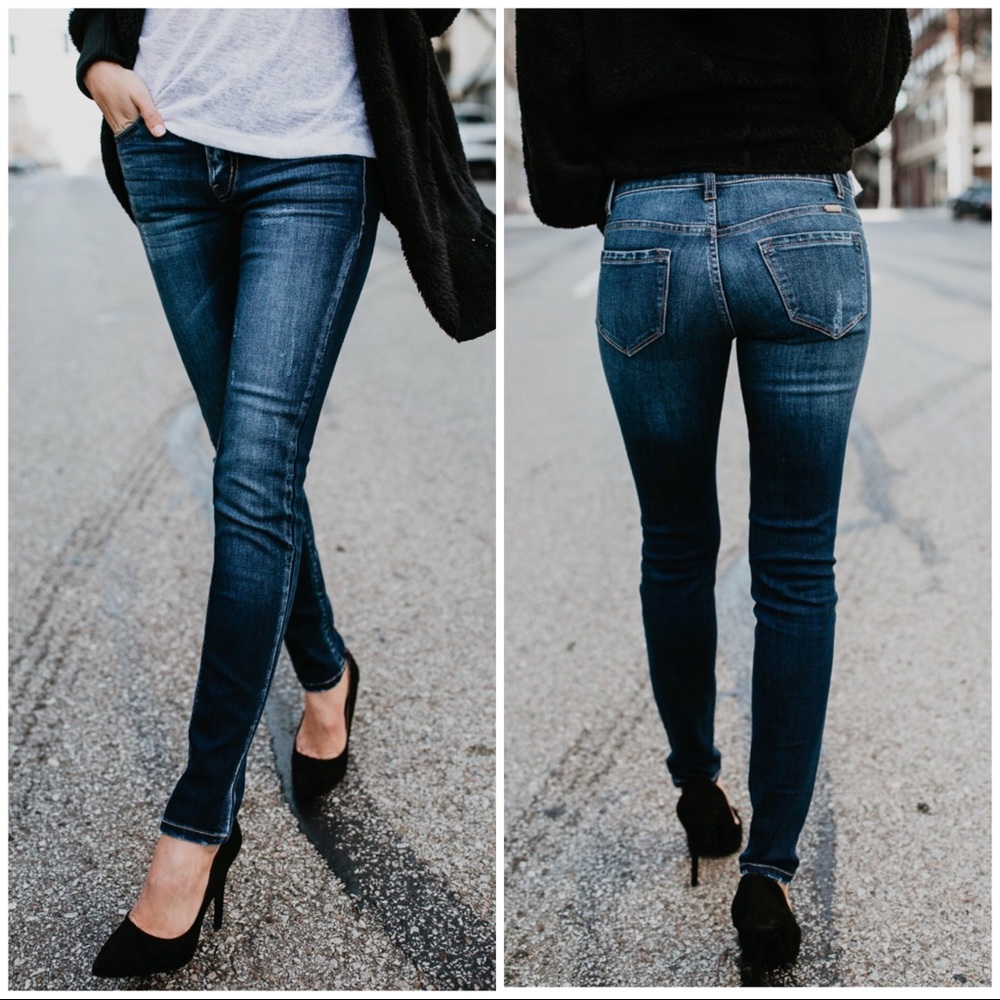 The Perfect Everyday Skinny Jean in dark wash.